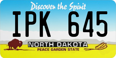 ND license plate IPK645