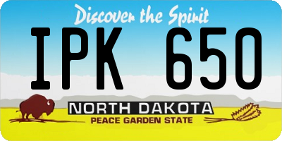 ND license plate IPK650