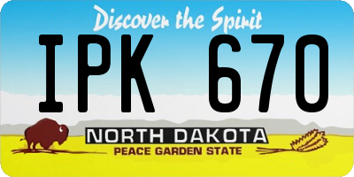 ND license plate IPK670