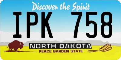 ND license plate IPK758