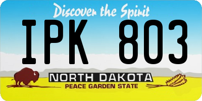 ND license plate IPK803