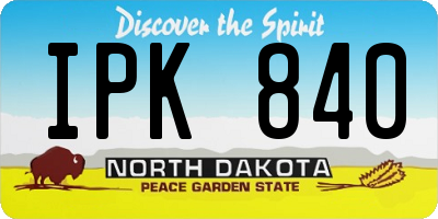 ND license plate IPK840