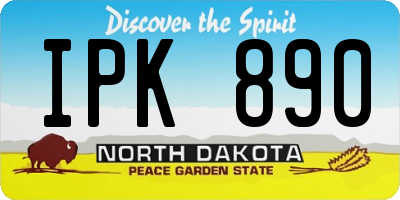 ND license plate IPK890