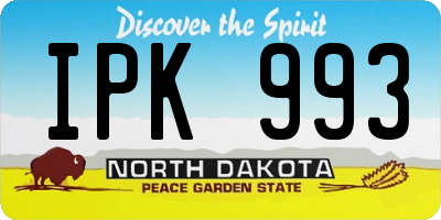 ND license plate IPK993