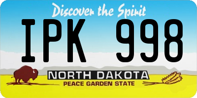 ND license plate IPK998