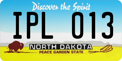 ND license plate IPL013