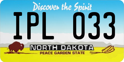 ND license plate IPL033