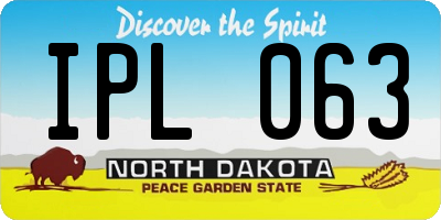 ND license plate IPL063