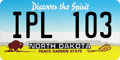 ND license plate IPL103