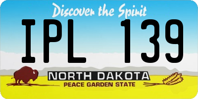 ND license plate IPL139