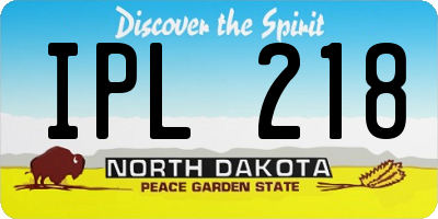 ND license plate IPL218