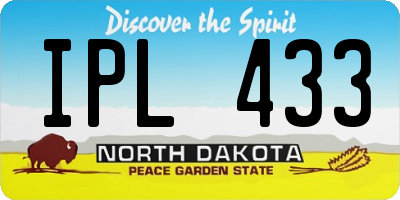 ND license plate IPL433