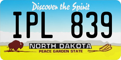 ND license plate IPL839