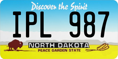 ND license plate IPL987