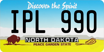 ND license plate IPL990