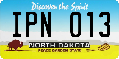 ND license plate IPN013