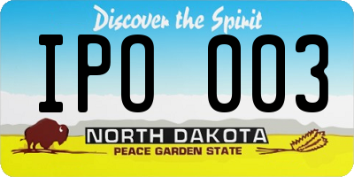ND license plate IPO003