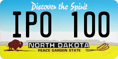 ND license plate IPO100