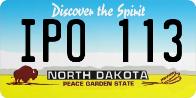 ND license plate IPO113