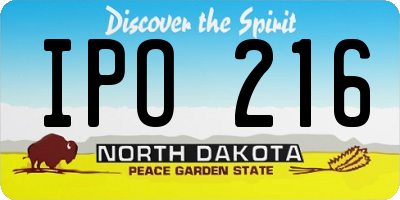 ND license plate IPO216