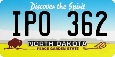 ND license plate IPO362