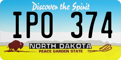 ND license plate IPO374