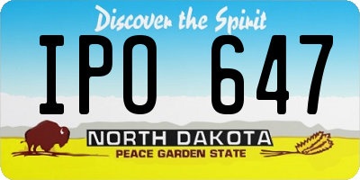 ND license plate IPO647