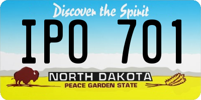 ND license plate IPO701
