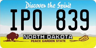 ND license plate IPO839