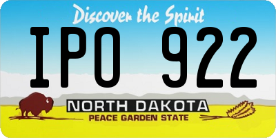 ND license plate IPO922