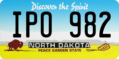 ND license plate IPO982