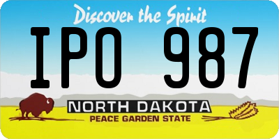 ND license plate IPO987