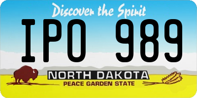 ND license plate IPO989