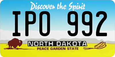 ND license plate IPO992
