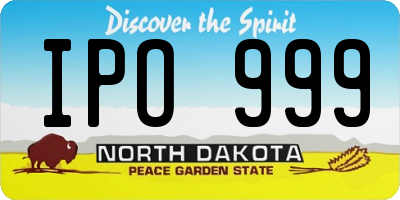 ND license plate IPO999