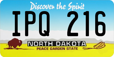 ND license plate IPQ216