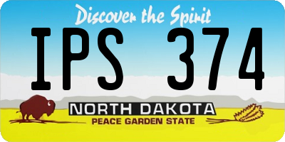 ND license plate IPS374