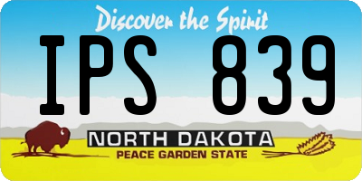ND license plate IPS839