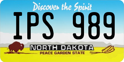 ND license plate IPS989