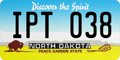 ND license plate IPT038