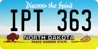ND license plate IPT363