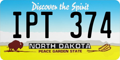 ND license plate IPT374