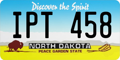 ND license plate IPT458
