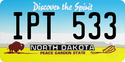 ND license plate IPT533