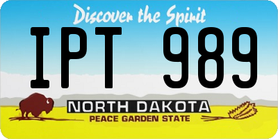 ND license plate IPT989