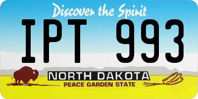 ND license plate IPT993