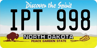 ND license plate IPT998