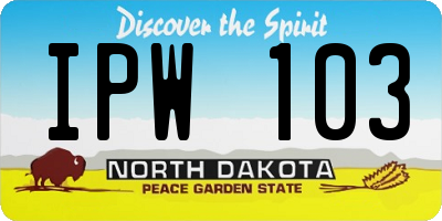 ND license plate IPW103