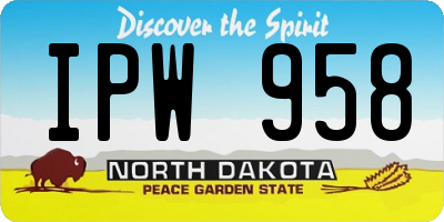 ND license plate IPW958
