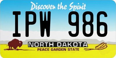 ND license plate IPW986